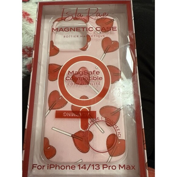Isla Rae Magnetic Case iPhone 13 / 14 Pro Max Magsafe Compatable Heart Lollipops - Picture 1 of 4